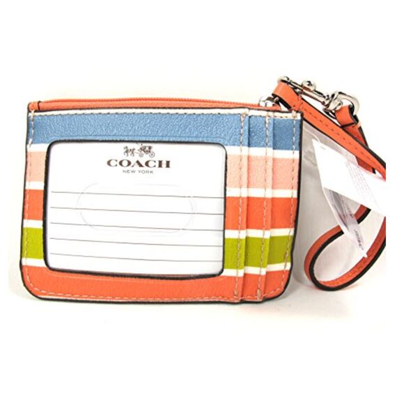 Coach Peyton Multi Stripe Id Skinny Wallet Wristlet F51209 Multicolor/silver - Picture 6 of 8